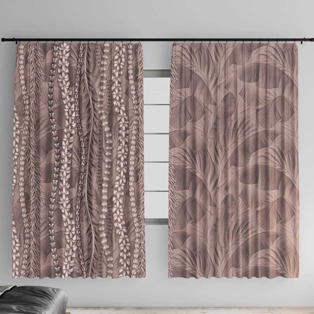 Hawaii Prince Kuhio Window Curtain Mocha Hawaiian Lau Maia With Leis