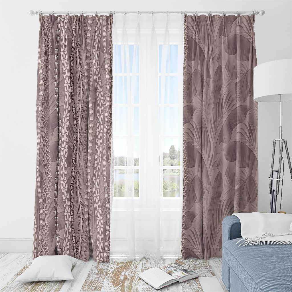 Hawaii Prince Kuhio Window Curtain Mocha Hawaiian Lau Maia With Leis