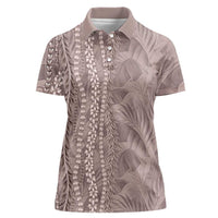 Hawaii Prince Kuhio Women Polo Shirt Mocha Hawaiian Lau Maia With Leis