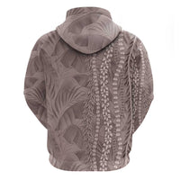 Hawaii Prince Kuhio Zip Hoodie Mocha Hawaiian Lau Maia With Leis