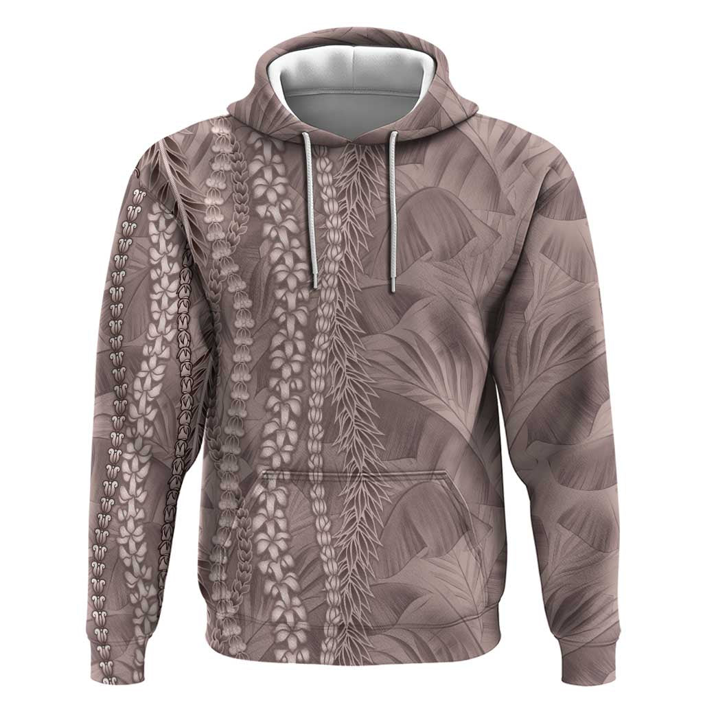 Hawaii Prince Kuhio Zip Hoodie Mocha Hawaiian Lau Maia With Leis