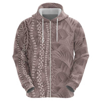 Hawaii Prince Kuhio Zip Hoodie Mocha Hawaiian Lau Maia With Leis