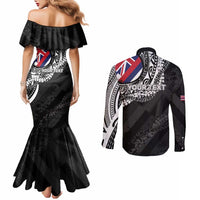 Personalised Hawaii Prince Kuhio Couples Matching Mermaid Dress and Long Sleeve Button Shirt Hawaiian Maile Lei