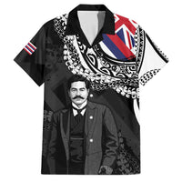 Personalised Hawaii Prince Kuhio Family Matching Summer Maxi Dress and Hawaiian Shirt Hawaiian Maile Lei LT05 Dad's Shirt - Short Sleeve Black - Polynesian Pride