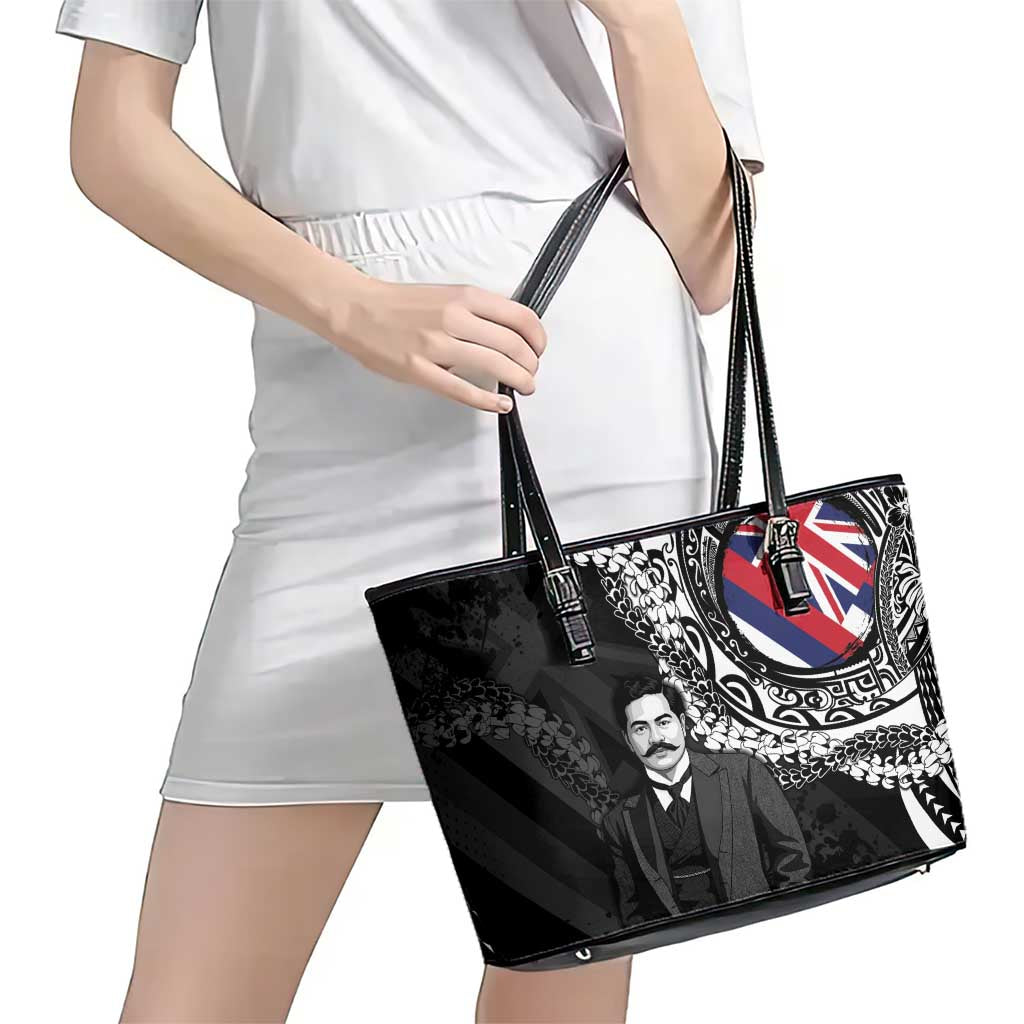 Hawaii Prince Kuhio Leather Tote Bag Hawaiian Maile Lei