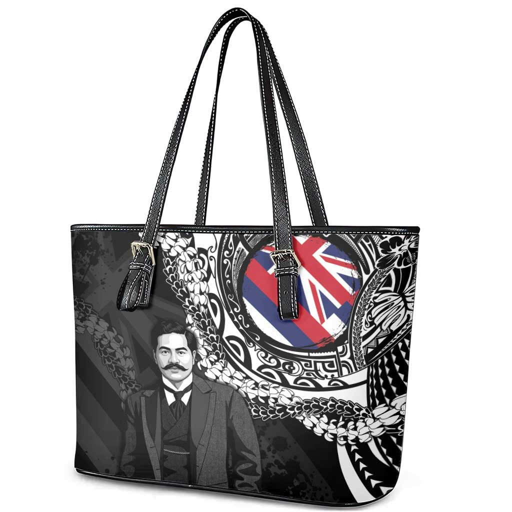 Hawaii Prince Kuhio Leather Tote Bag Hawaiian Maile Lei