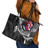 Hawaii Prince Kuhio Leather Tote Bag Hawaiian Maile Lei