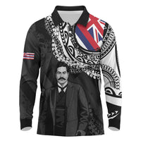 Personalised Hawaii Prince Kuhio Long Sleeve Polo Shirt Hawaiian Maile Lei