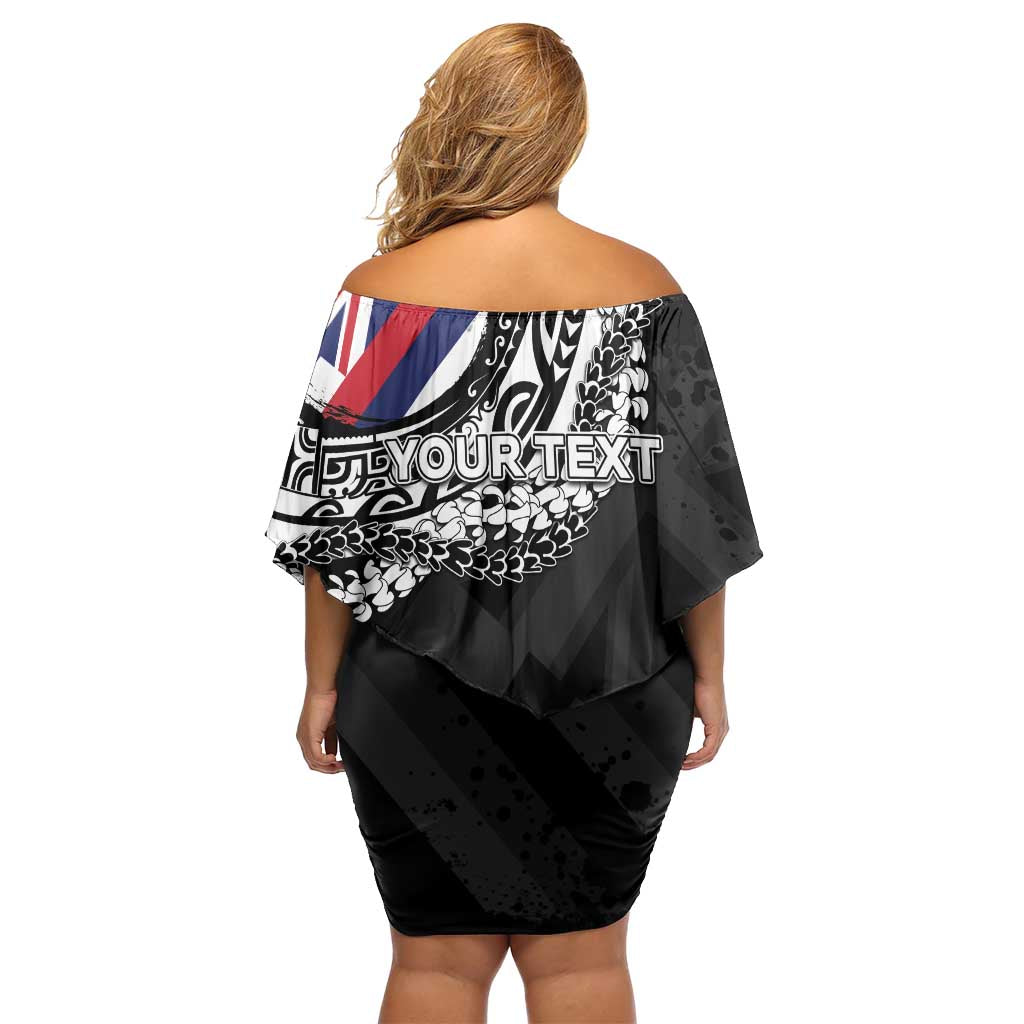Personalised Hawaii Prince Kuhio Off Shoulder Short Dress Hawaiian Maile Lei