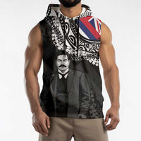 Personalised Hawaii Prince Kuhio Sleeveless Hoodie Hawaiian Maile Lei