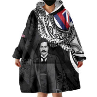 Personalised Hawaii Prince Kuhio Wearable Blanket Hoodie Hawaiian Maile Lei