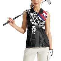 Personalised Hawaii Prince Kuhio Women Sleeveless Polo Shirt Hawaiian Maile Lei