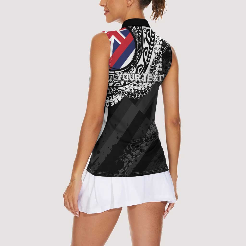 Personalised Hawaii Prince Kuhio Women Sleeveless Polo Shirt Hawaiian Maile Lei