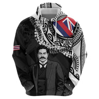 Personalised Hawaii Prince Kuhio Zip Hoodie Hawaiian Maile Lei