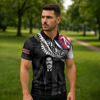 Personalised Hawaii Prince Kuhio Zipper Polo Shirt Hawaiian Maile Lei