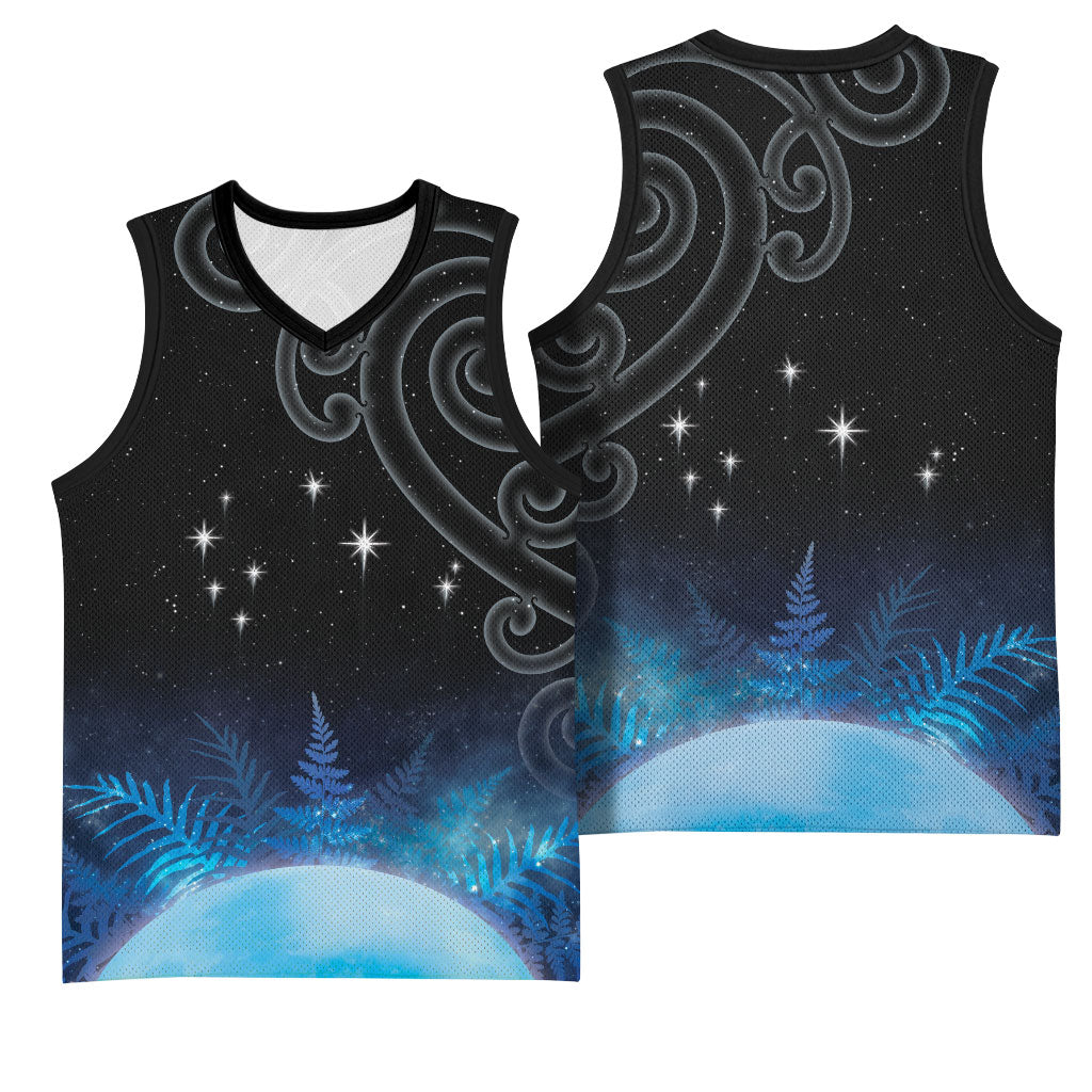 New Zealand Matariki Basketball Jersey Pleiades Star Cluster Blue Galaxy
