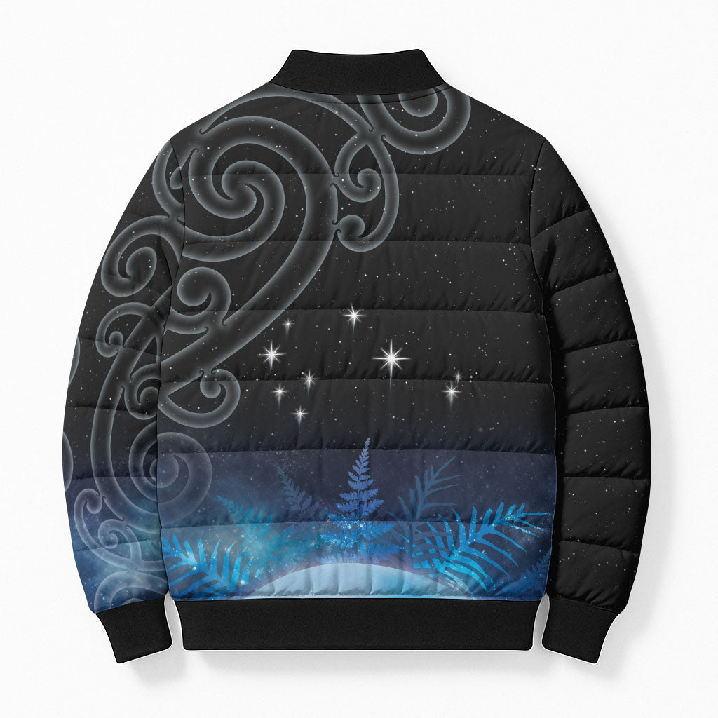 New Zealand Matariki Bomber Puffer Jacket Pleiades Star Cluster Blue Galaxy