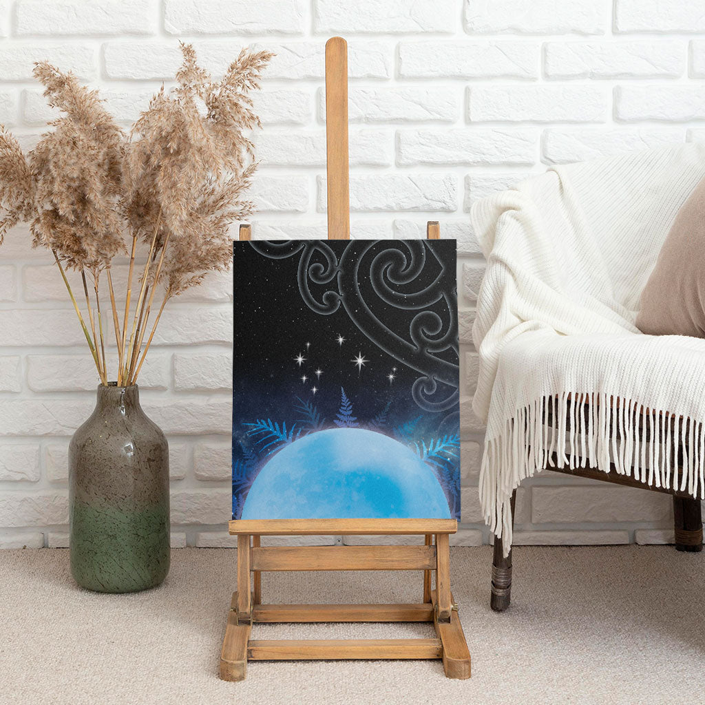 New Zealand Matariki Canvas Wall Art Pleiades Star Cluster Blue Galaxy