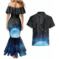 New Zealand Matariki Couples Matching Mermaid Dress and Hawaiian Shirt Pleiades Star Cluster Blue Galaxy LT05 - Polynesian Pride