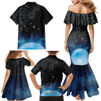 New Zealand Matariki Family Matching Mermaid Dress and Hawaiian Shirt Pleiades Star Cluster Blue Galaxy LT05 - Polynesian Pride