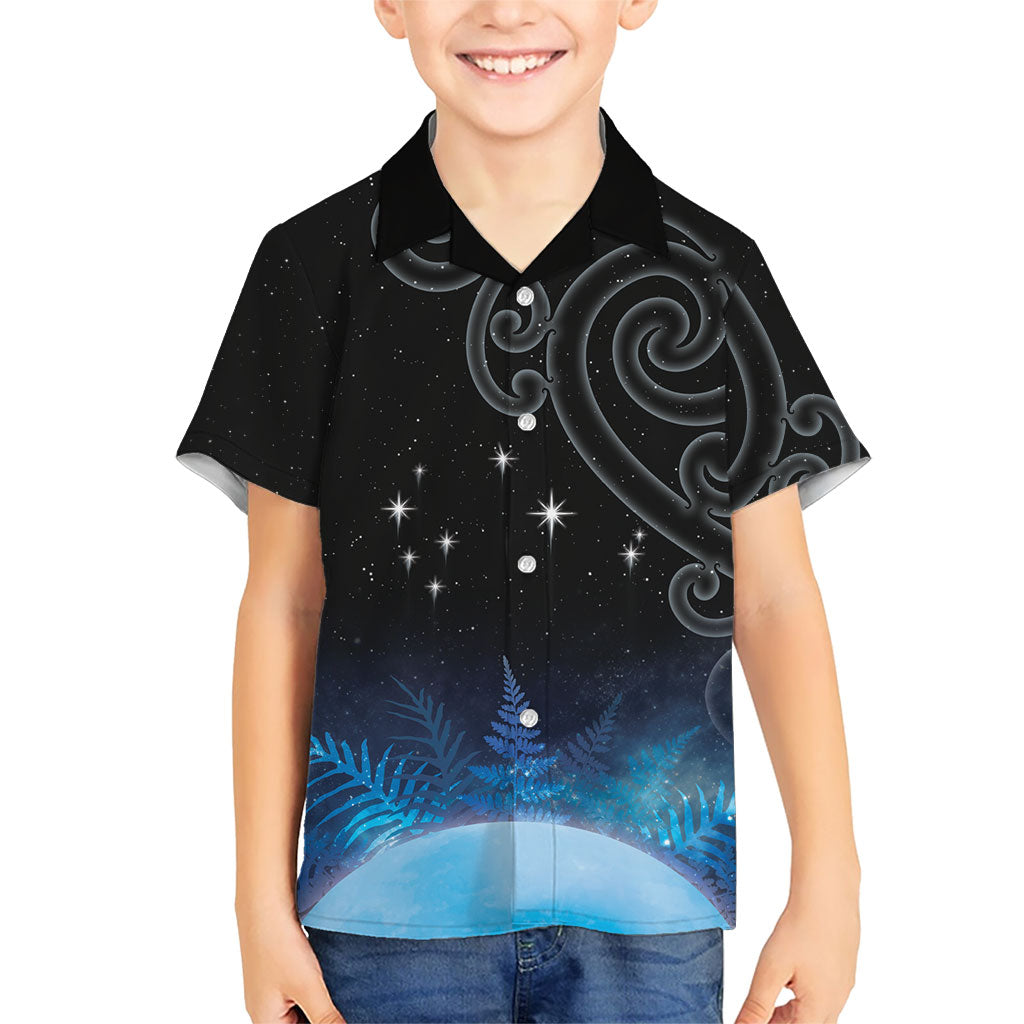 New Zealand Matariki Kid Hawaiian Shirt Pleiades Star Cluster Blue Galaxy