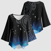 New Zealand Matariki Kimono Sleeve Blouse Pleiades Star Cluster Blue Galaxy