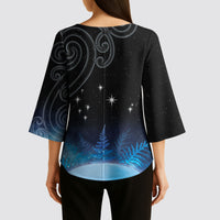 New Zealand Matariki Kimono Sleeve Blouse Pleiades Star Cluster Blue Galaxy