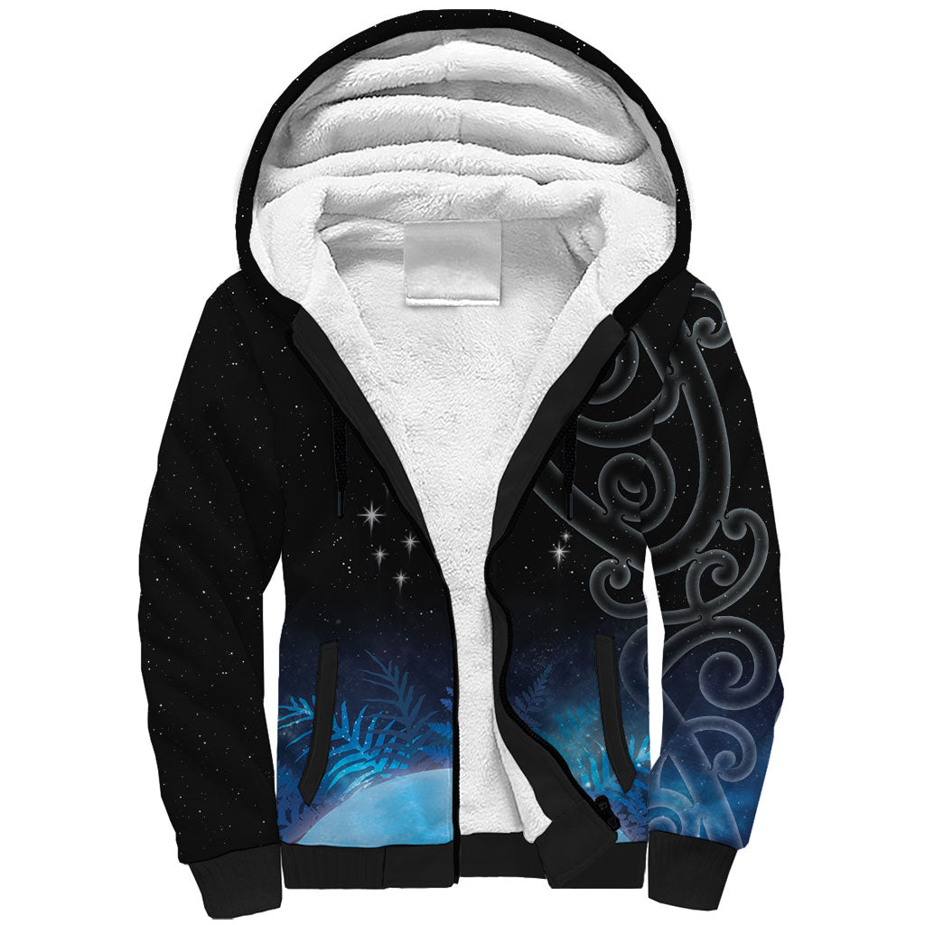 New Zealand Matariki Sherpa Hoodie Pleiades Star Cluster Blue Galaxy