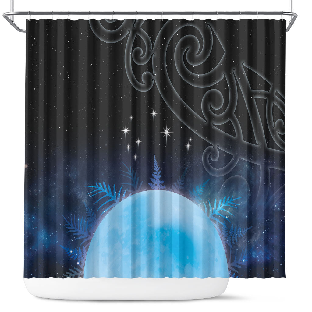 New Zealand Matariki Shower Curtain Pleiades Star Cluster Blue Galaxy