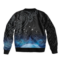 New Zealand Matariki Sleeve Zip Bomber Jacket Pleiades Star Cluster Blue Galaxy