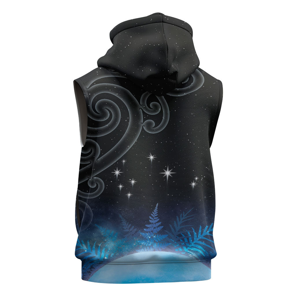 New Zealand Matariki Sleeveless Hoodie Pleiades Star Cluster Blue Galaxy