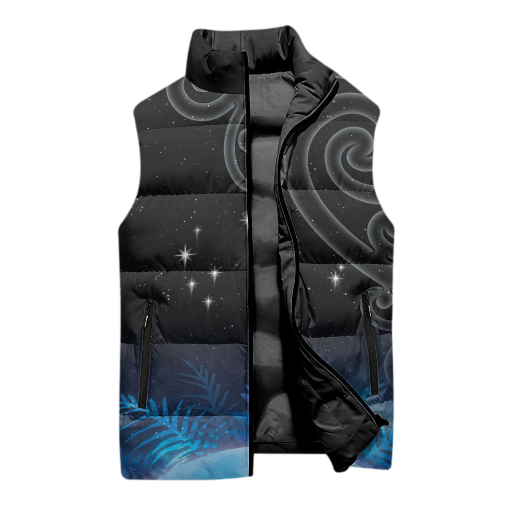 New Zealand Matariki Sleeveless Puffer Jacket Pleiades Star Cluster Blue Galaxy