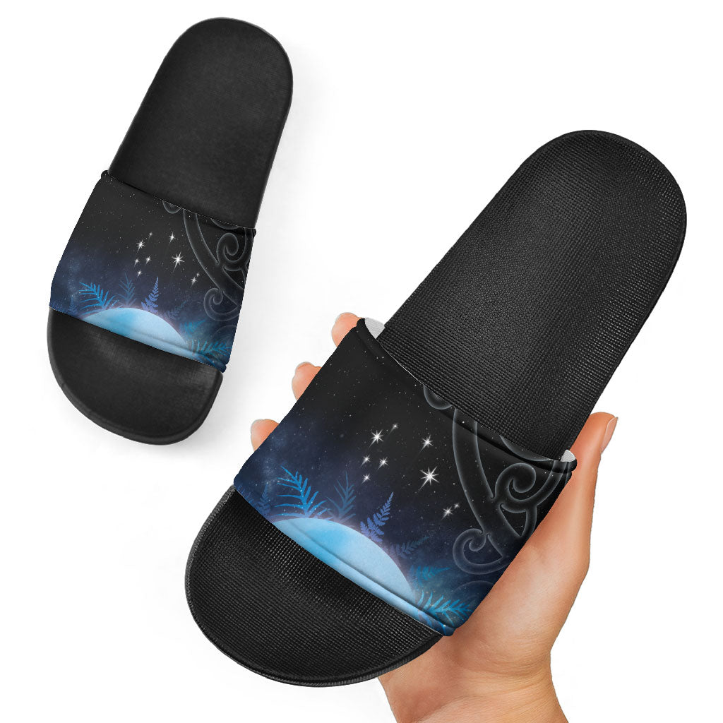 New Zealand Matariki Slide Sandals Pleiades Star Cluster Blue Galaxy
