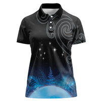 New Zealand Matariki Women Polo Shirt Pleiades Star Cluster Blue Galaxy