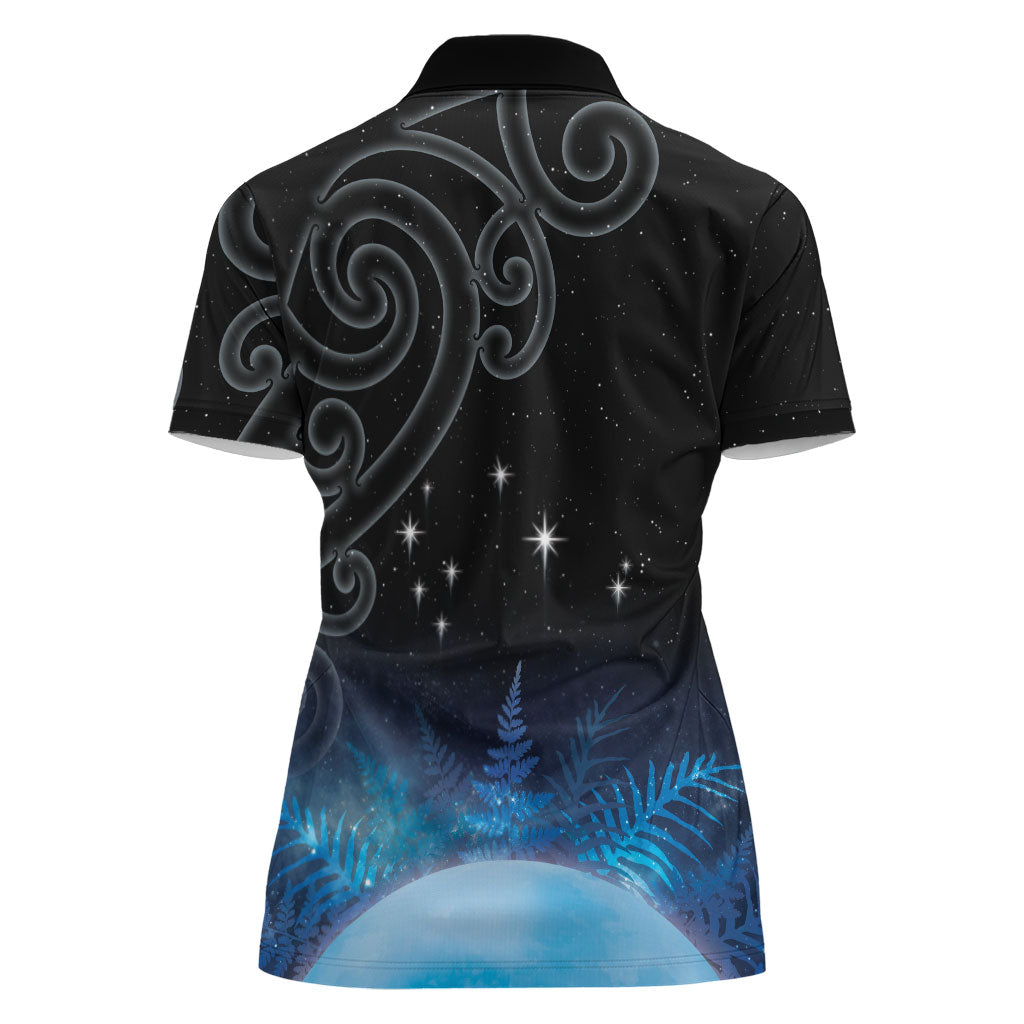 New Zealand Matariki Women Polo Shirt Pleiades Star Cluster Blue Galaxy