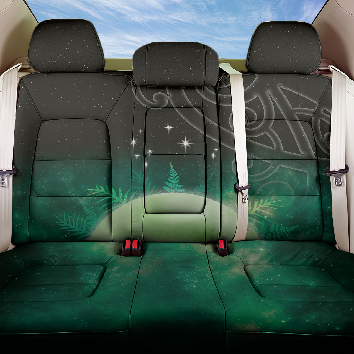 New Zealand Matariki Back Car Seat Cover Pleiades Star Cluster Green Galaxy