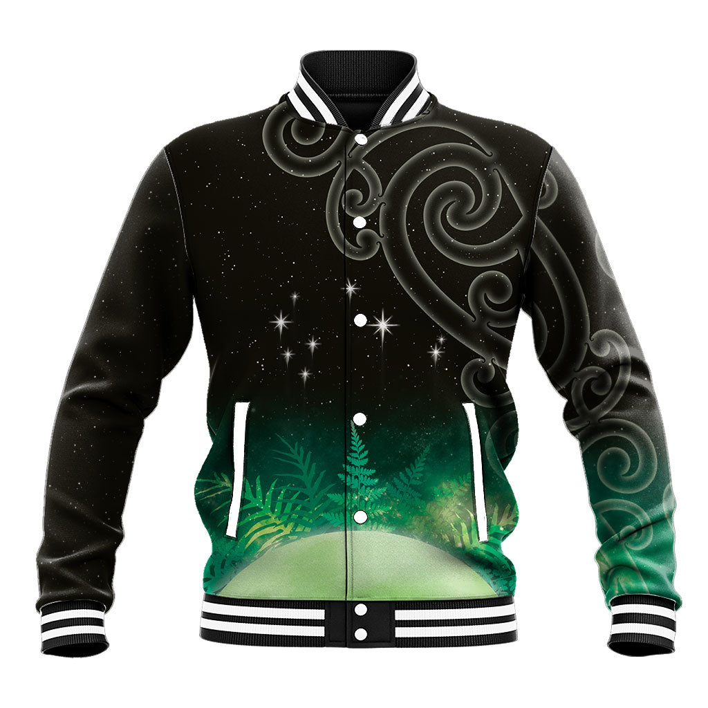 New Zealand Matariki Baseball Jacket Pleiades Star Cluster Green Galaxy
