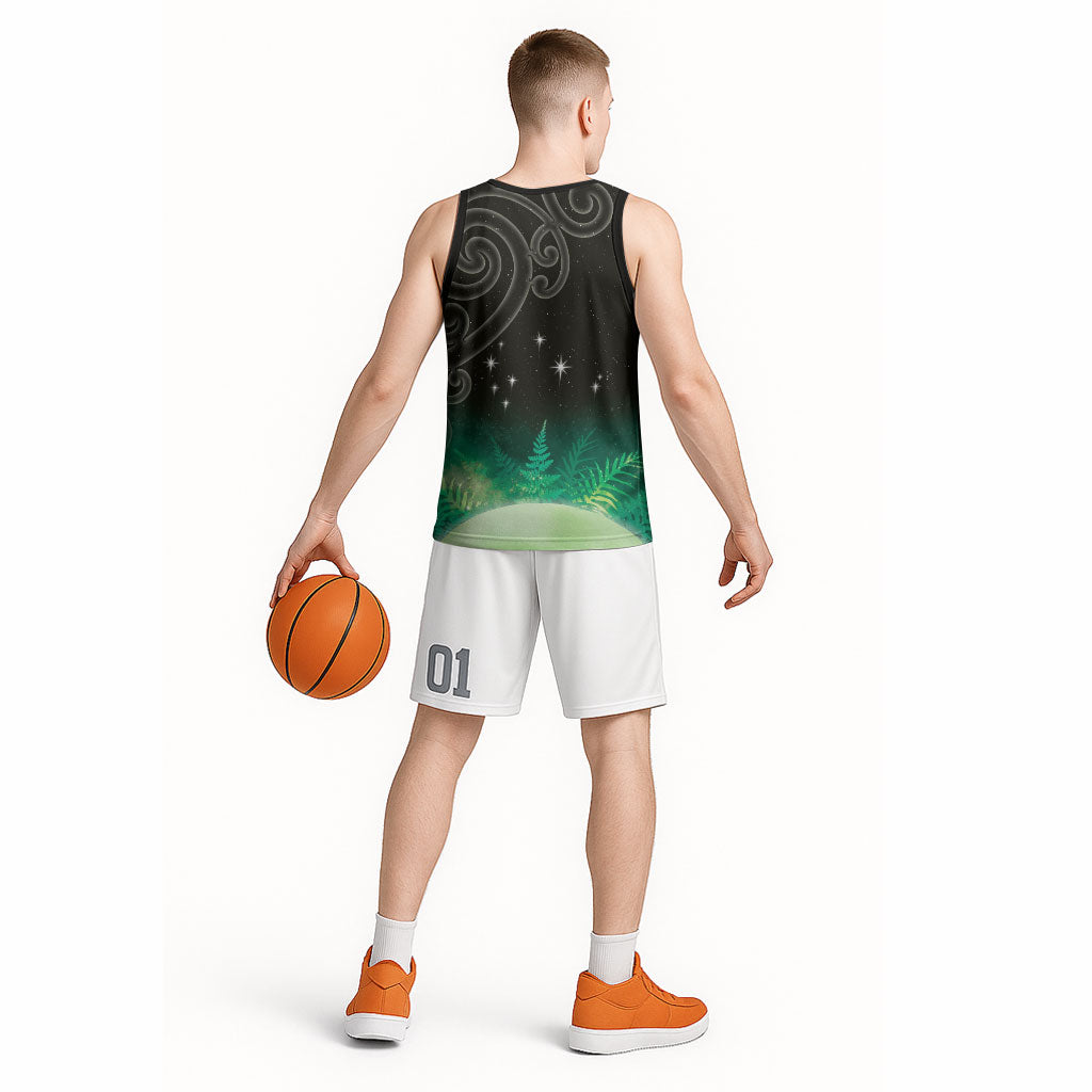 New Zealand Matariki Basketball Jersey Pleiades Star Cluster Green Galaxy