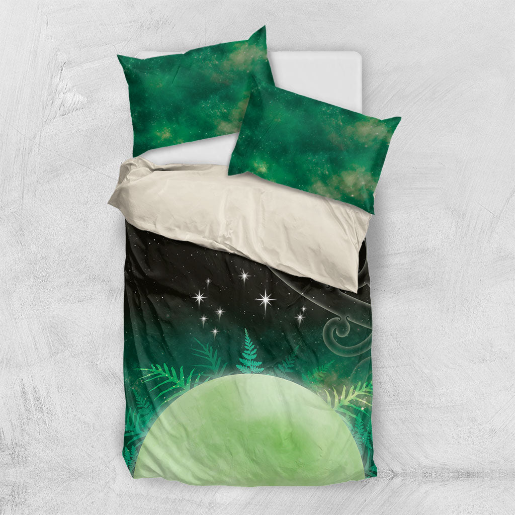 New Zealand Matariki Bedding Set Pleiades Star Cluster Green Galaxy