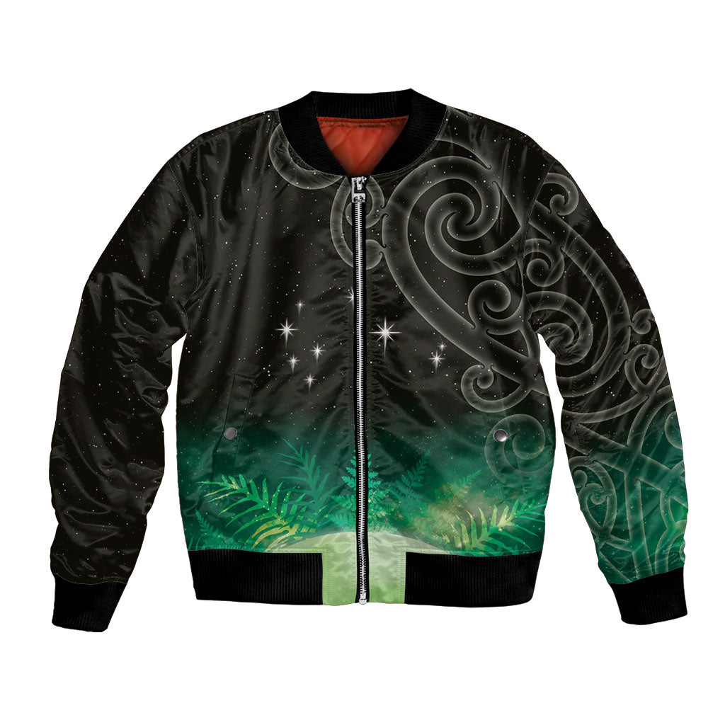 New Zealand Matariki Bomber Jacket Pleiades Star Cluster Green Galaxy