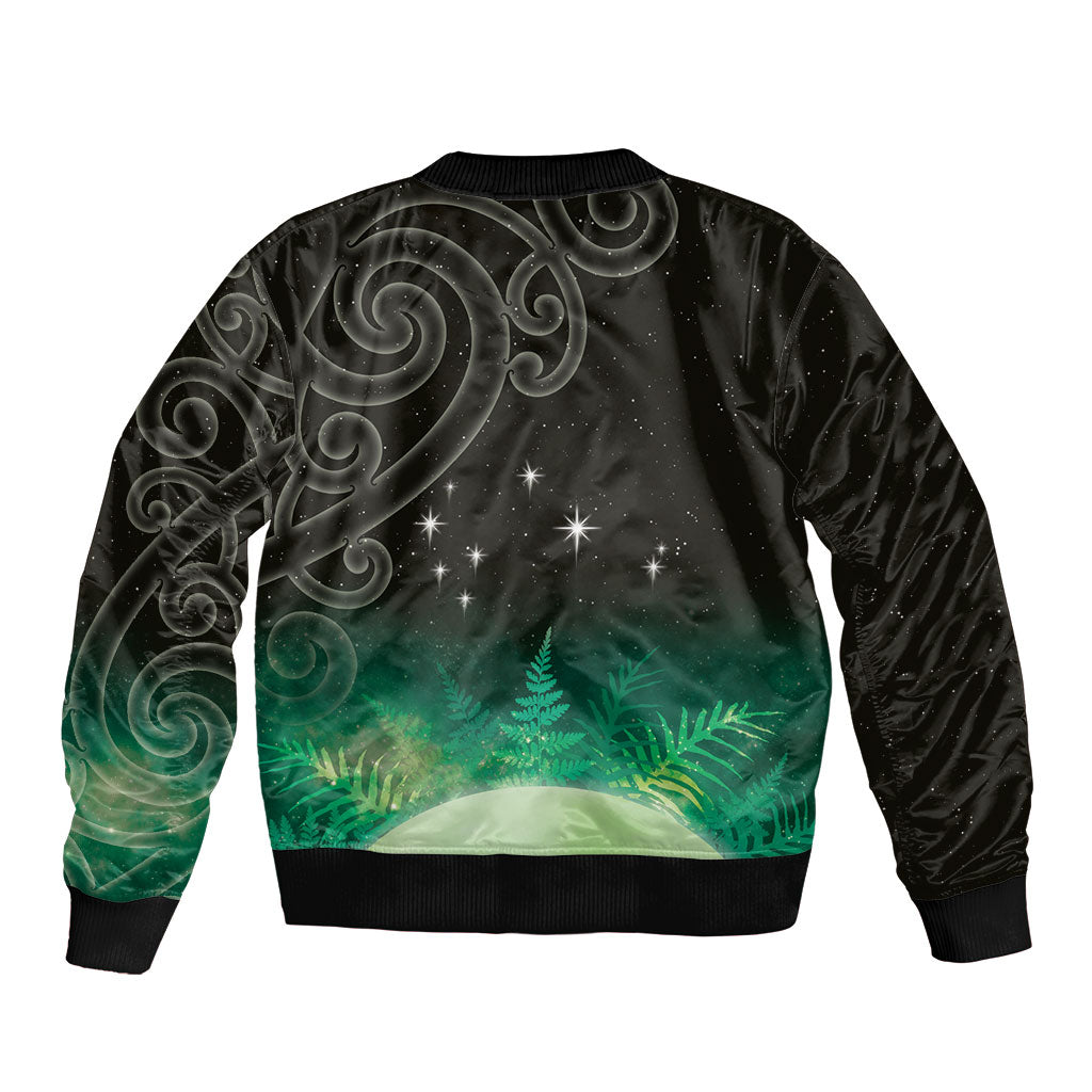 New Zealand Matariki Bomber Jacket Pleiades Star Cluster Green Galaxy