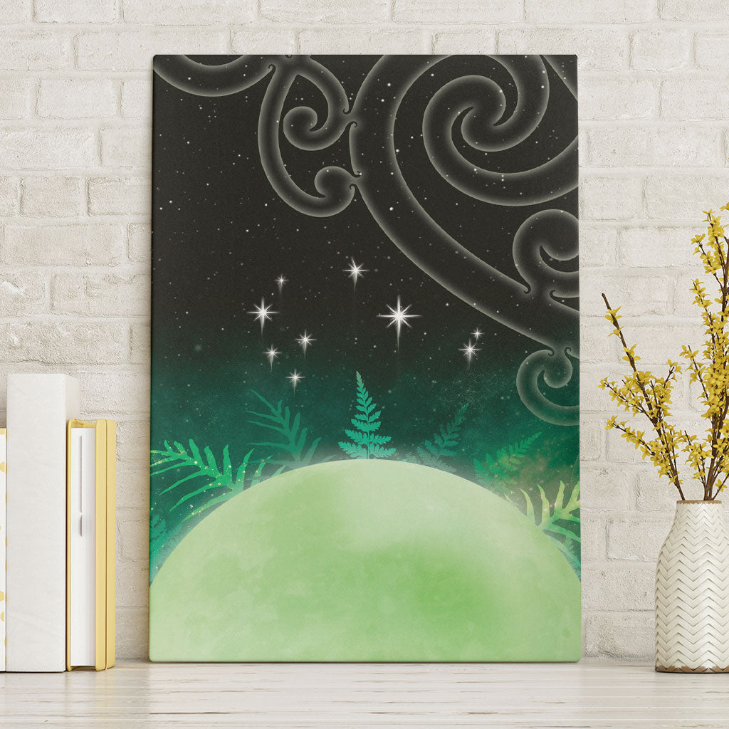 New Zealand Matariki Canvas Wall Art Pleiades Star Cluster Green Galaxy