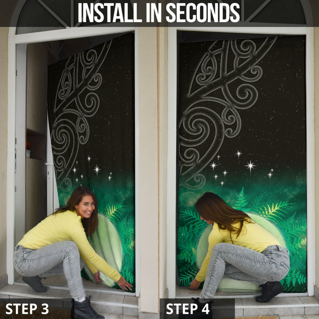 New Zealand Matariki Door Cover Pleiades Star Cluster Green Galaxy