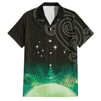 New Zealand Matariki Family Matching Long Sleeve Bodycon Dress and Hawaiian Shirt Pleiades Star Cluster Green Galaxy LT05 Dad's Shirt - Short Sleeve Green - Polynesian Pride