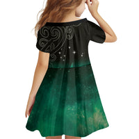 New Zealand Matariki Family Matching Summer Maxi Dress and Hawaiian Shirt Pleiades Star Cluster Green Galaxy LT05 - Polynesian Pride