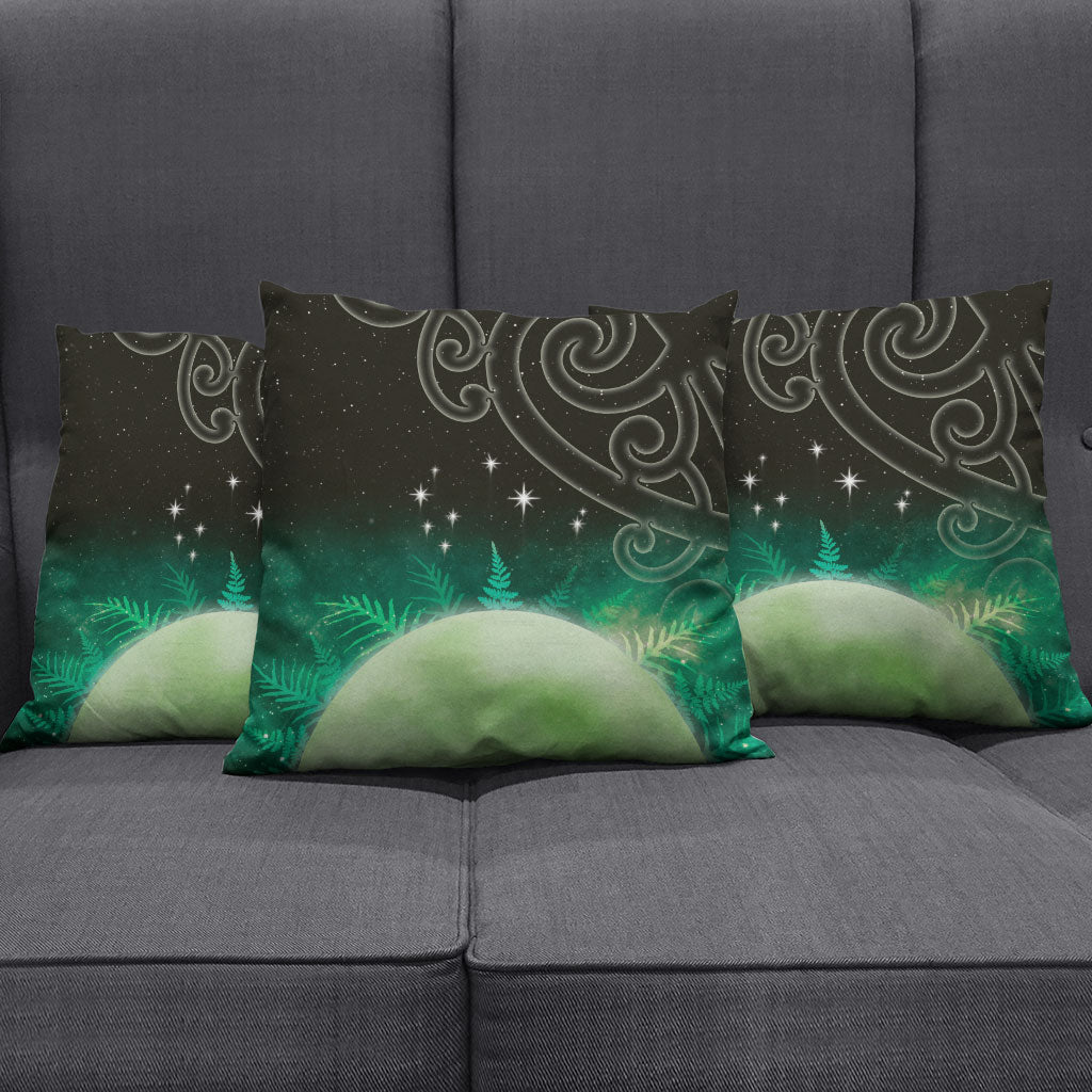 New Zealand Matariki Pillow Cover Pleiades Star Cluster Green Galaxy