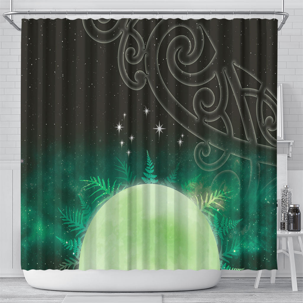 New Zealand Matariki Shower Curtain Pleiades Star Cluster Green Galaxy