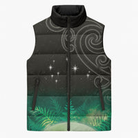New Zealand Matariki Sleeveless Puffer Jacket Pleiades Star Cluster Green Galaxy