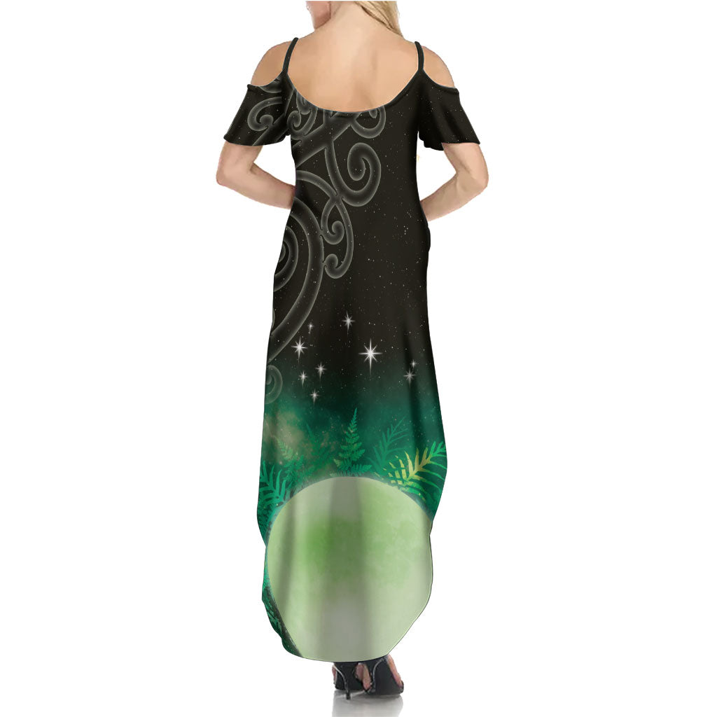 New Zealand Matariki Summer Maxi Dress Pleiades Star Cluster Green Galaxy