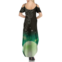 New Zealand Matariki Summer Maxi Dress Pleiades Star Cluster Green Galaxy